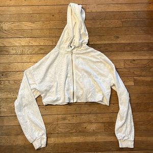 Forever 21 white zip up cropped hoodie
